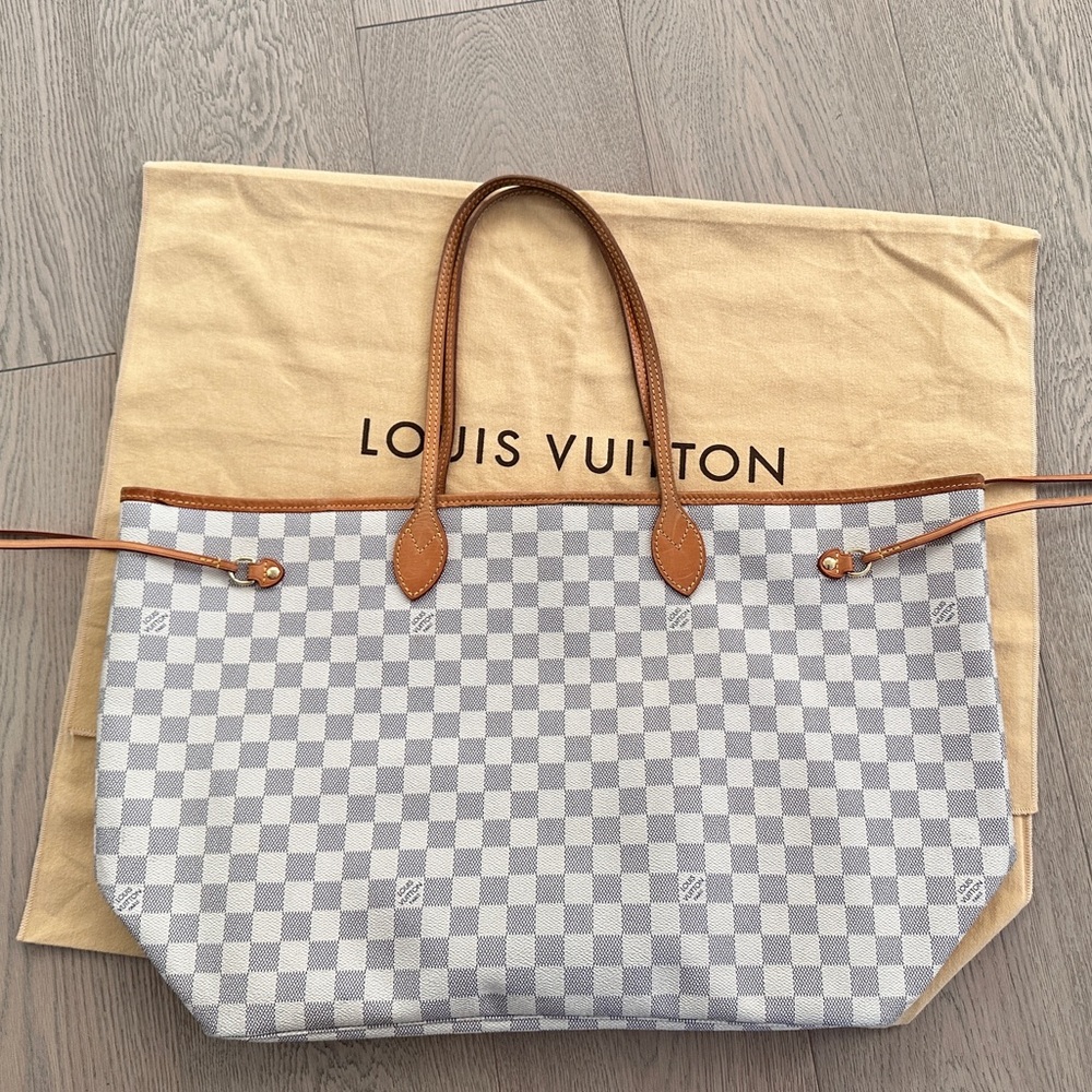 💯 Authentic Louis Vuitton Neverfull GM Damier Azur Canvas